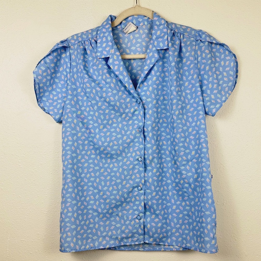 Wrangler Light Blue Printed Short Sleeve Blouse